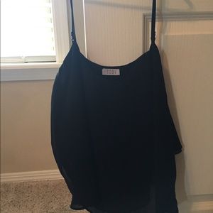 Black Flowy Crop Top with Spaghetti Straps